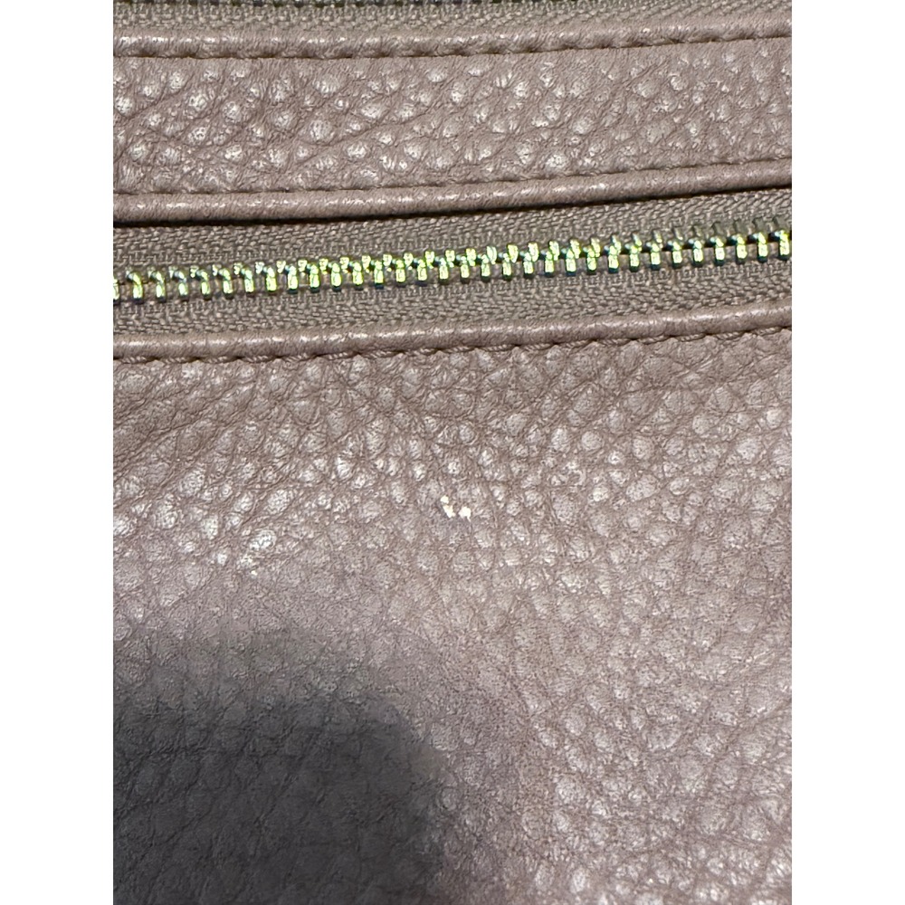 Mauve Taupe Pebbled Faux Leather Crossbody Bag with Leopard Lining - Picture 5 of 12
